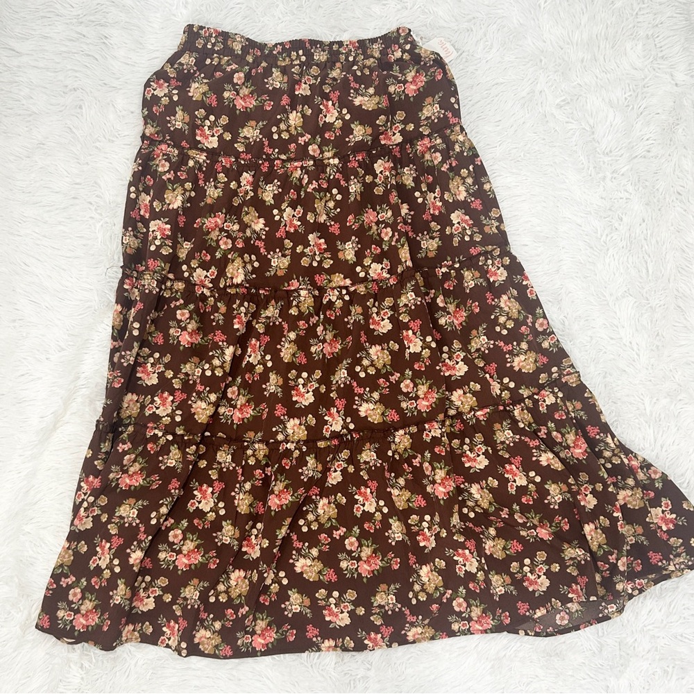 Floral Brown Maxi Skirt